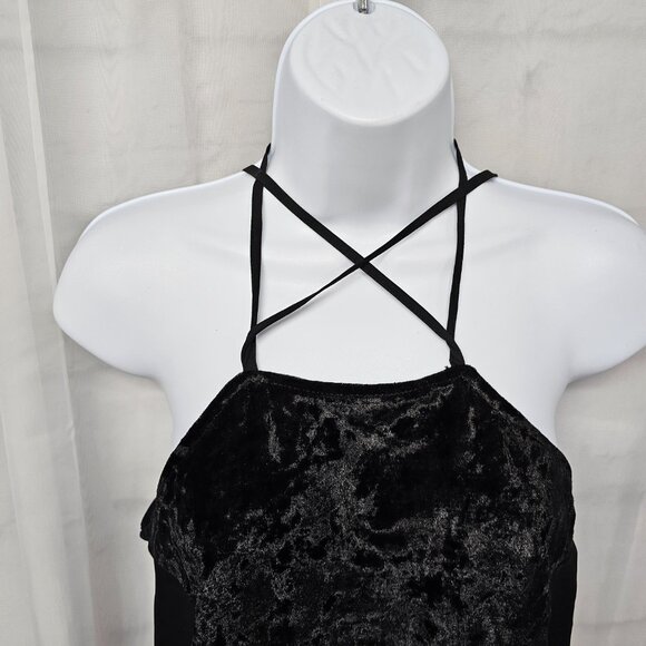 Tobi Black Velvet Sheer Tank Top Y2K Goth Boho Fairy Club Party S - Picture 2 of 12